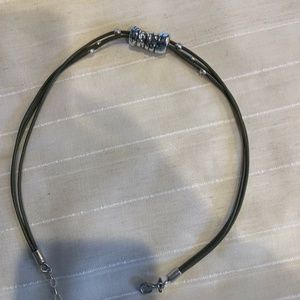 Silpada green leather with sterling silver pendant necklace